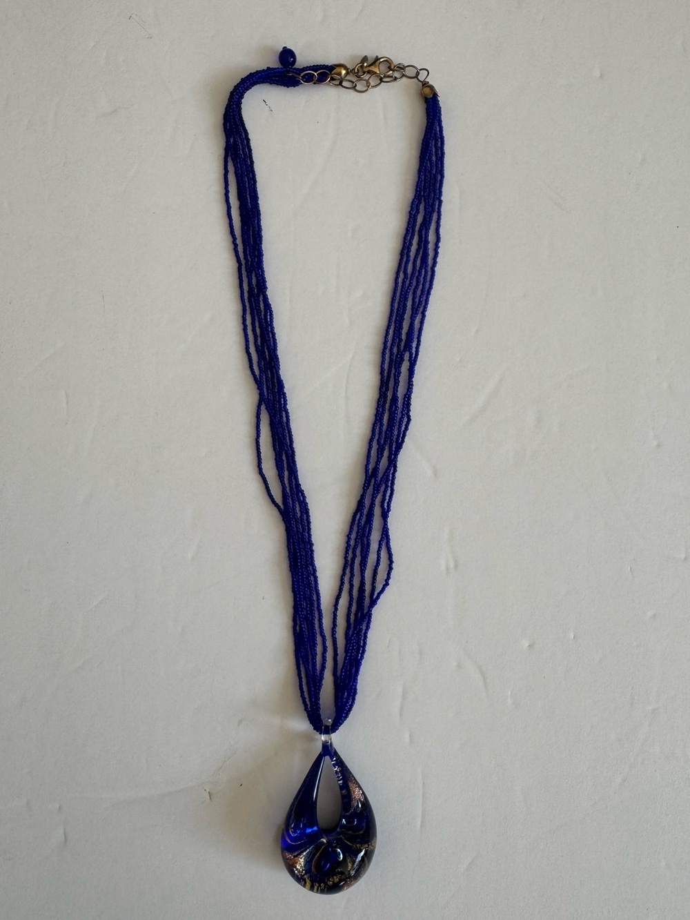 Authentic MURANO GLASS Necklace – Cobalt Blue Multi-Strand – 925 Sterling Silver